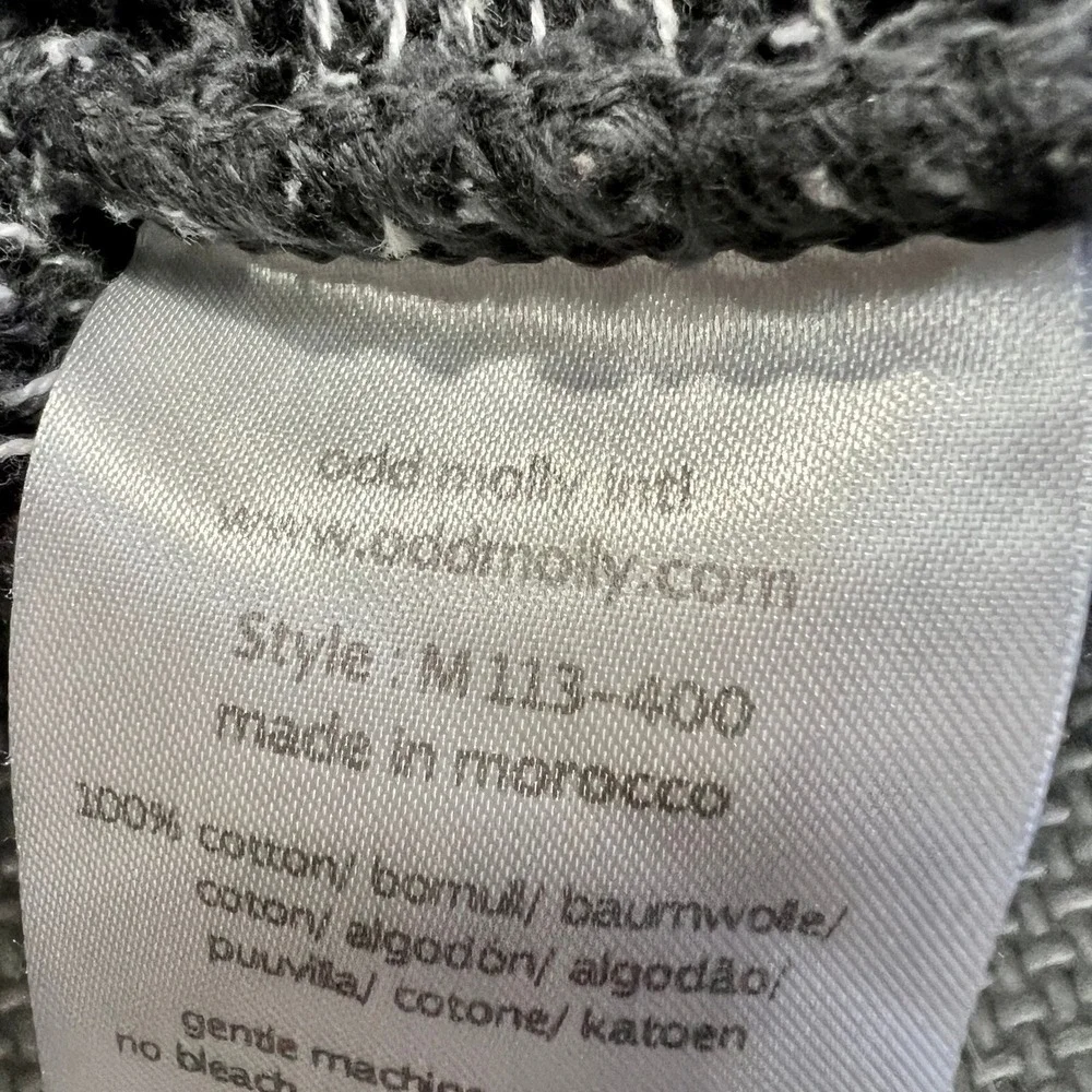 Odd Molly Black Open Knit Sweater‎ Sz O Boho Cottagecore Crochet Hem 100% Cotton